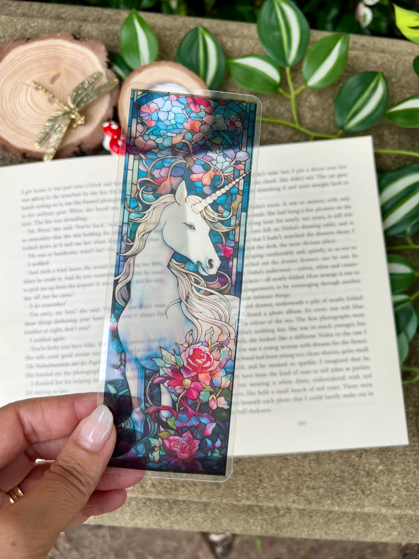 Stained Glass Style Unicorn Bookmark