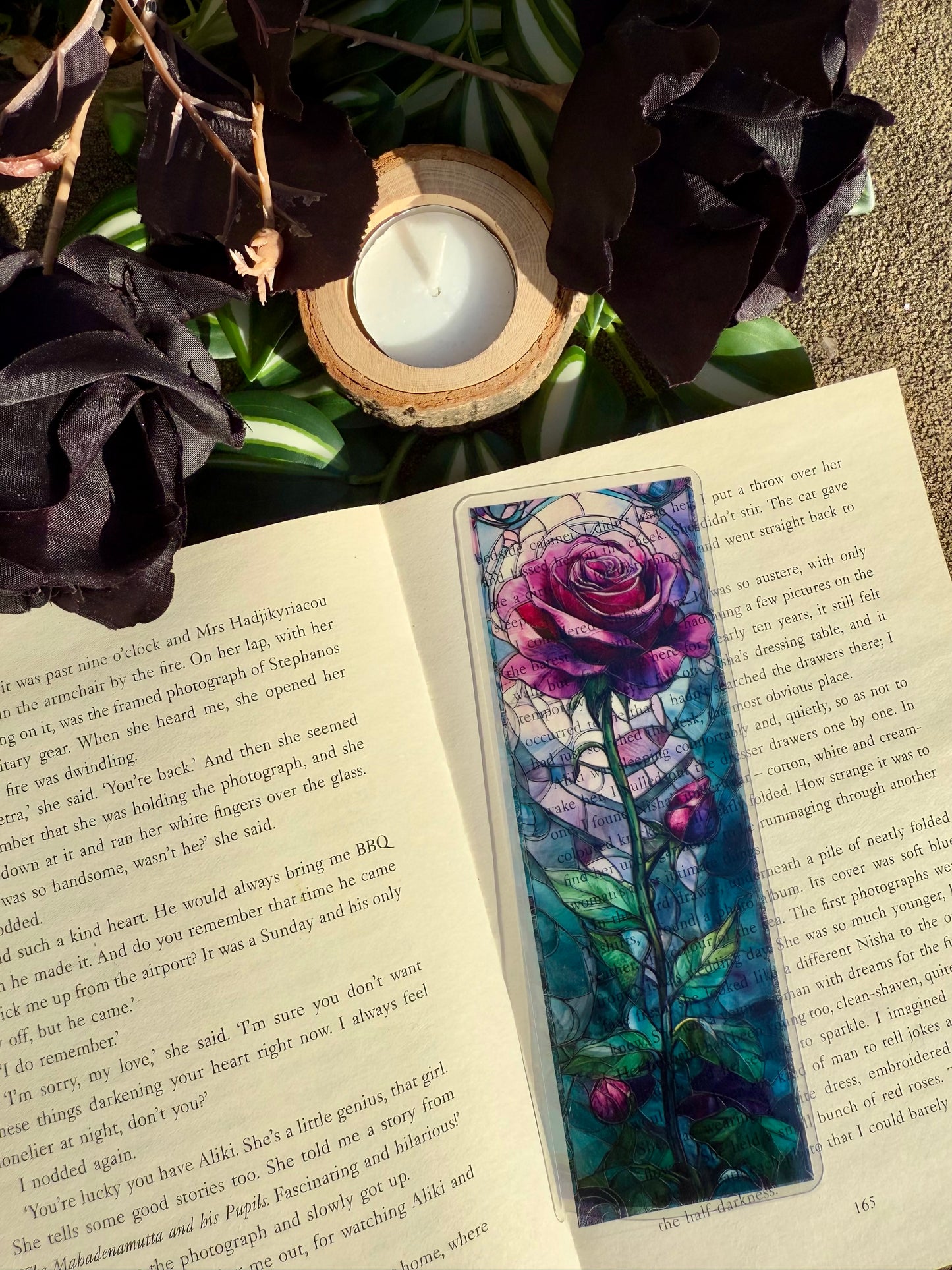 Stained Glass Style Gothic Rose Bookmark