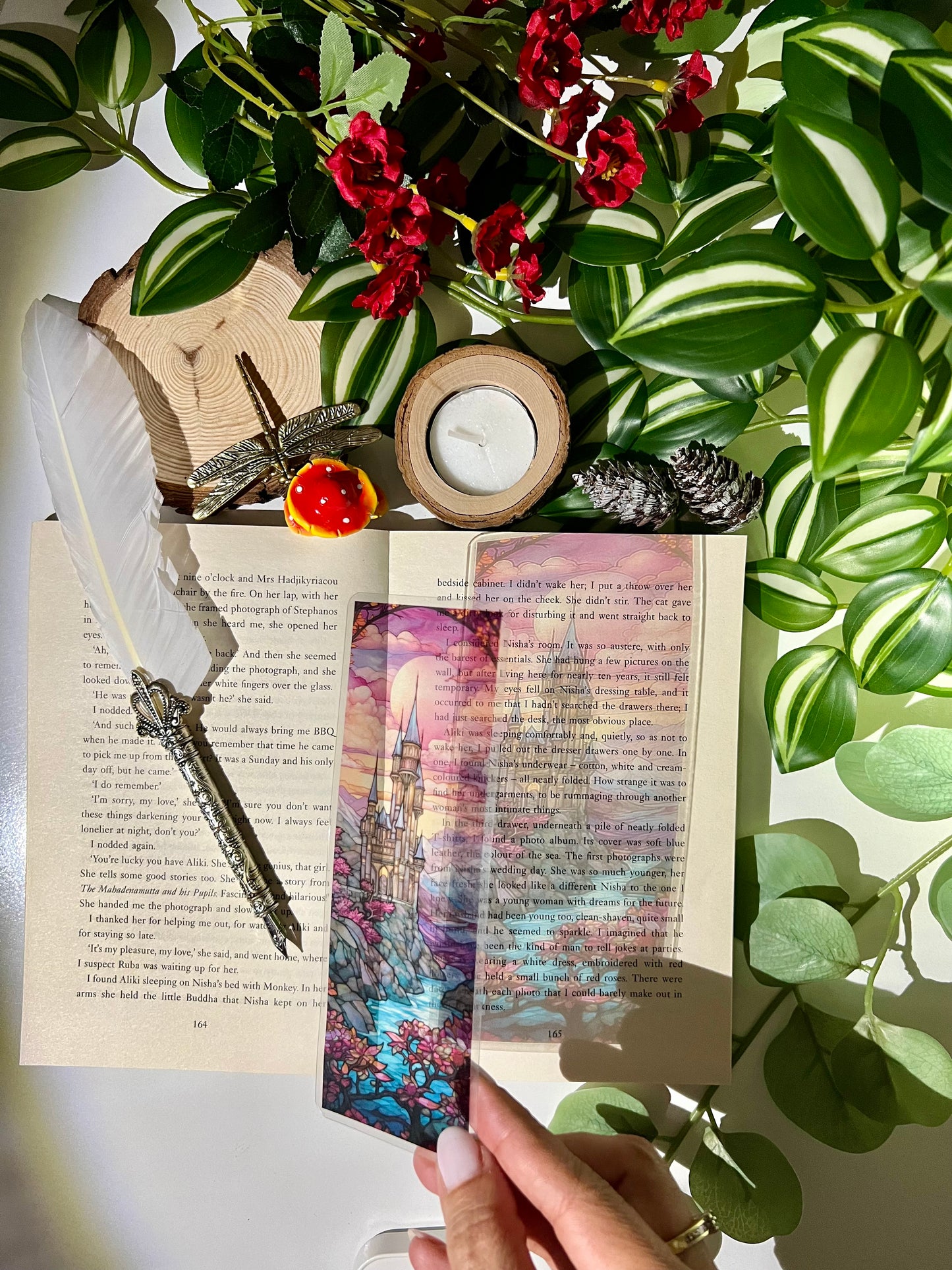 Stained Glass Style Pink Castle Bookmark