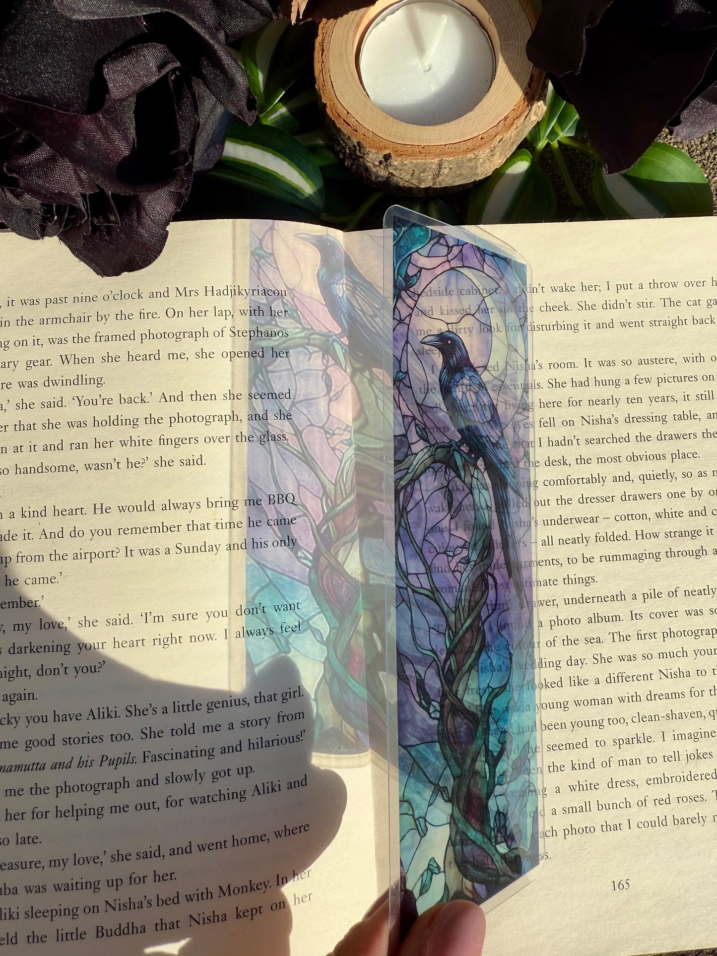 Stained Glass Style Raven Bookmark