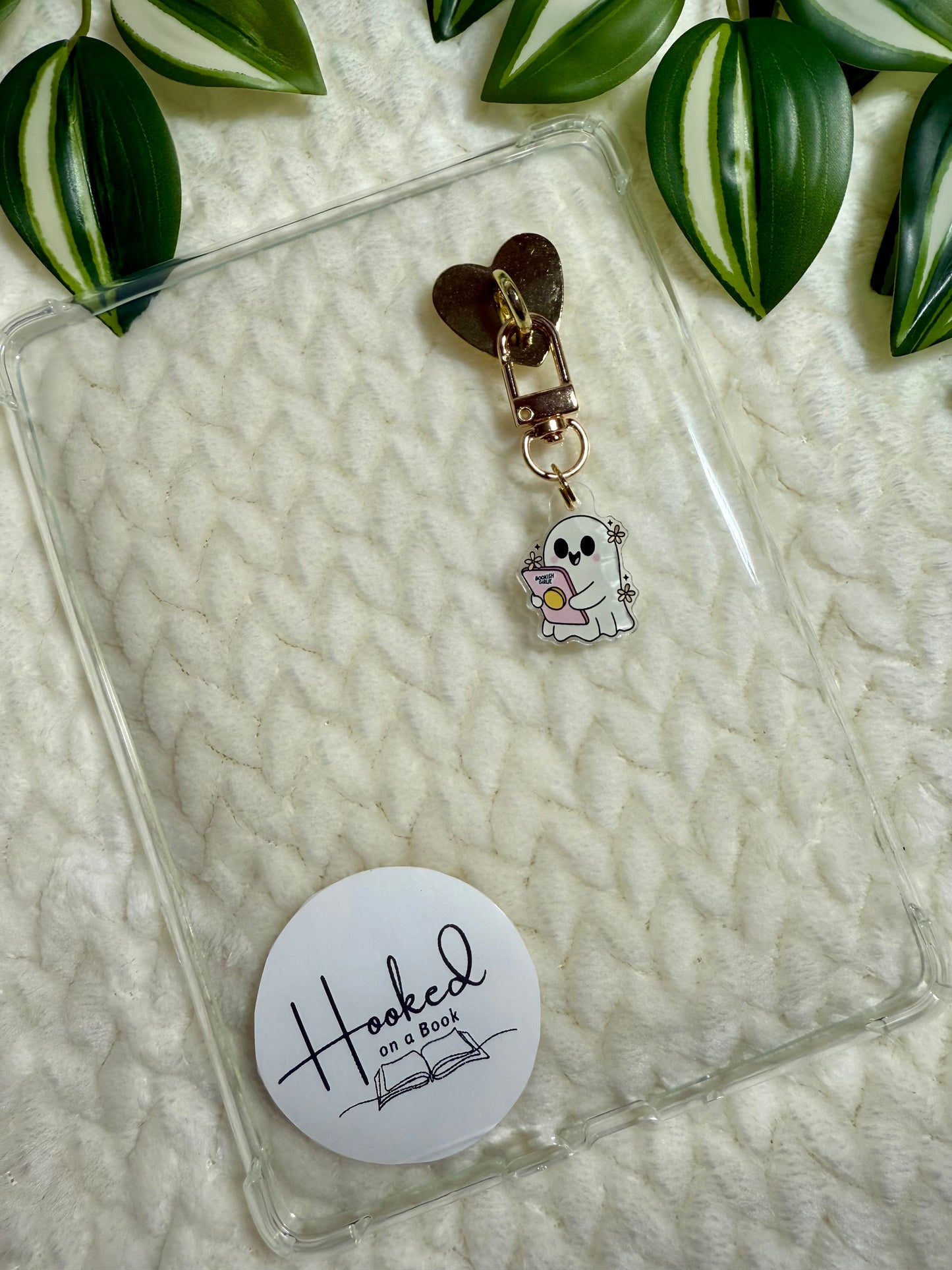 Kindle / E-Reader Charm Clip On - Bookish Ghost