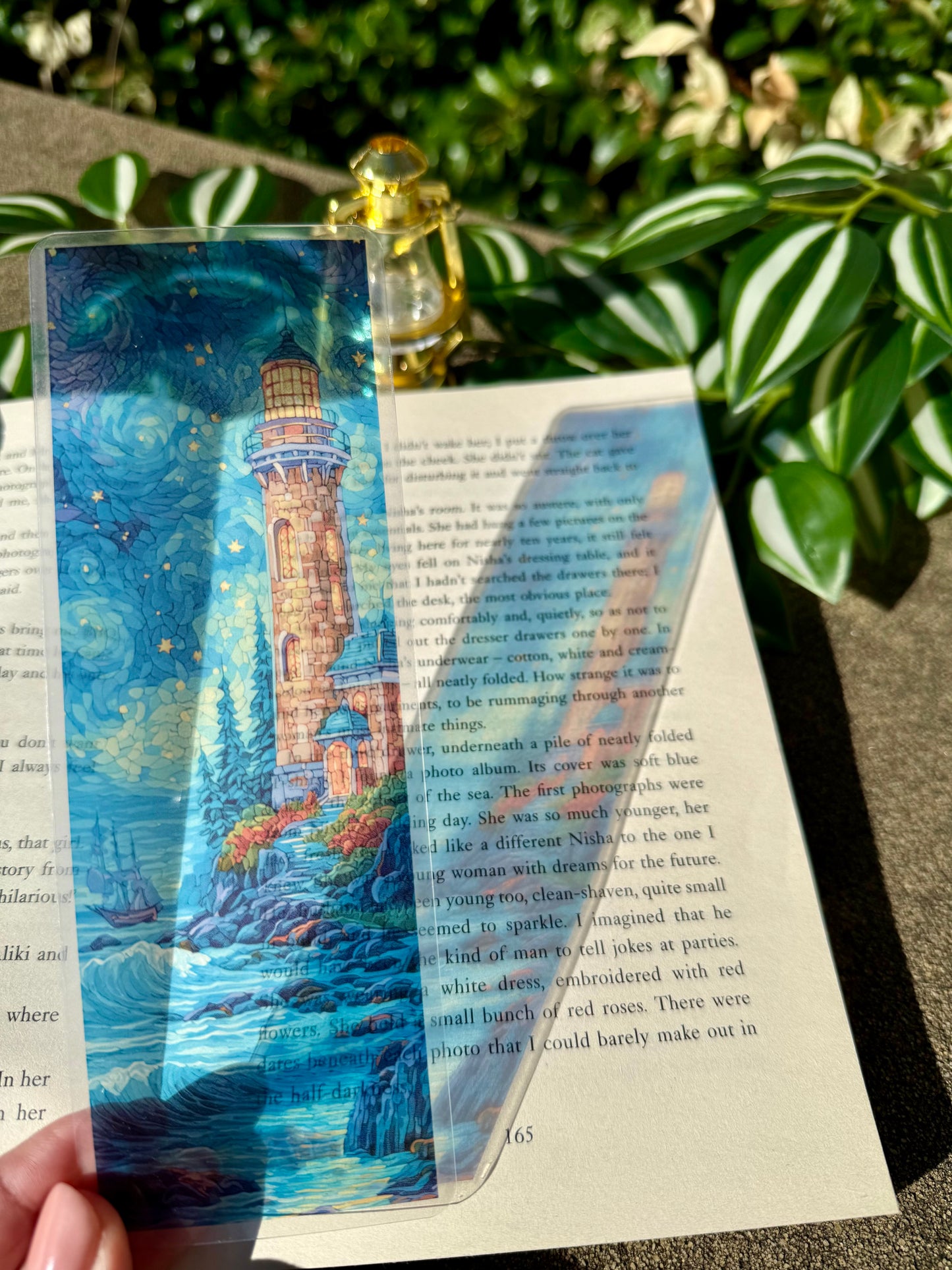 Stained Glass Style Lighthouse Bookmark