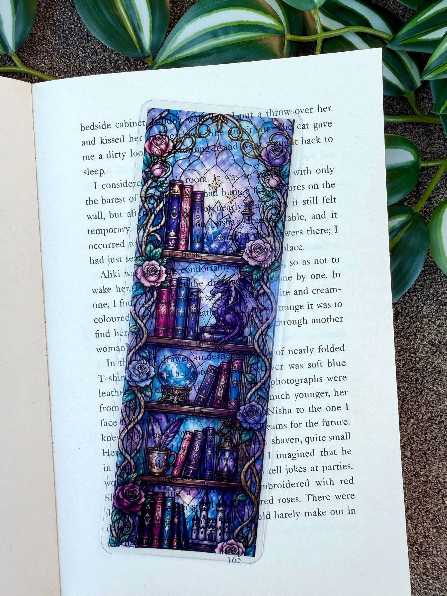 Stained Glass Style Fantasy Bookshelf Bookmark