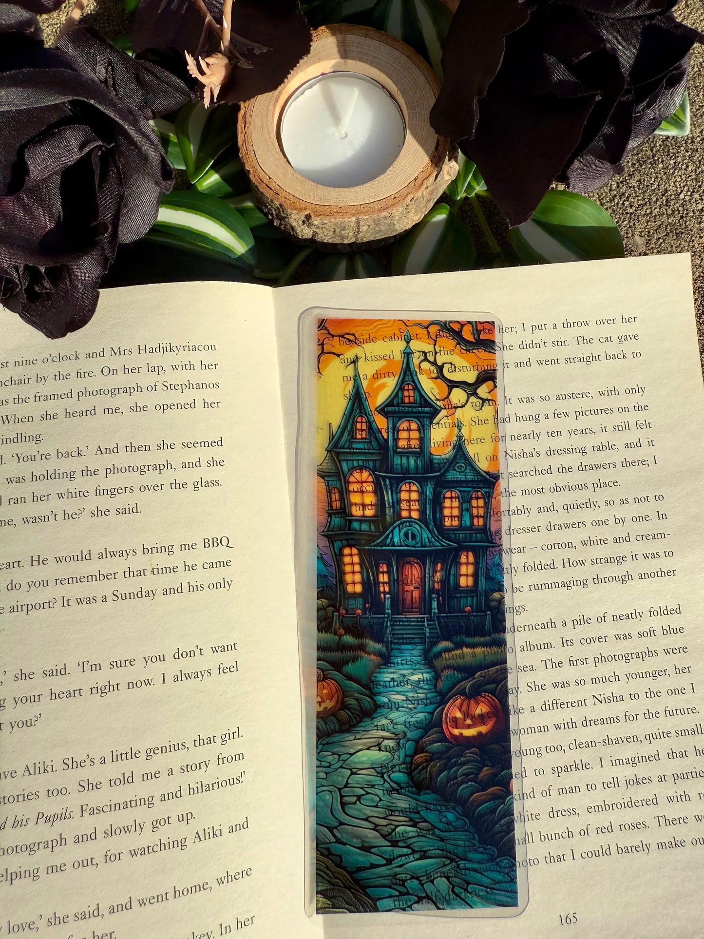 Stained Glass Style Haunted House Bookmark