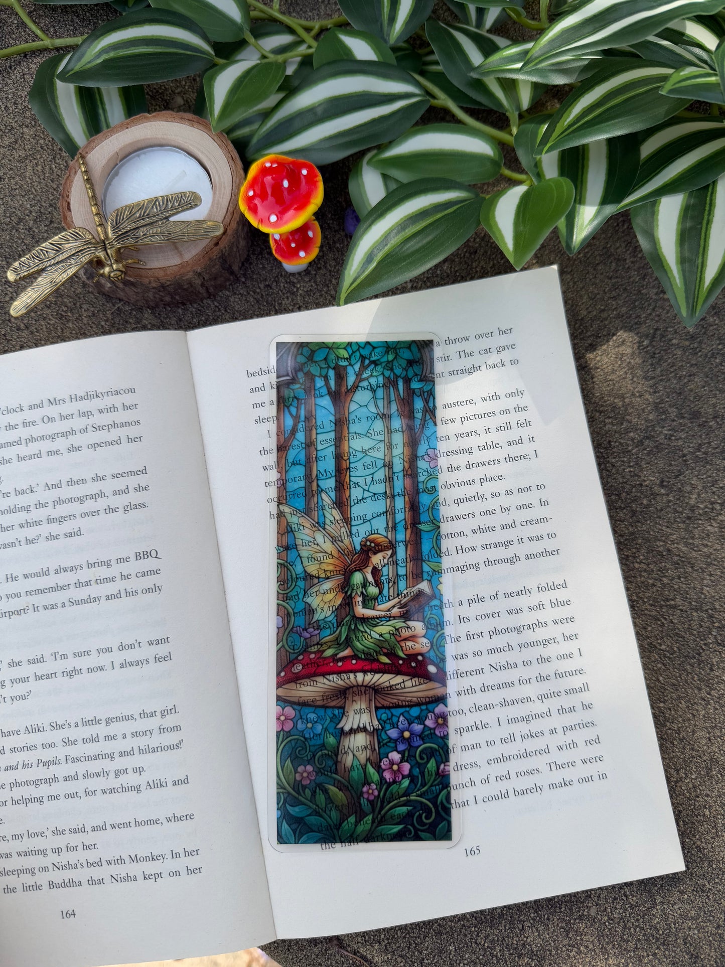 Stained Glass Style Reading Fairy Bookmark