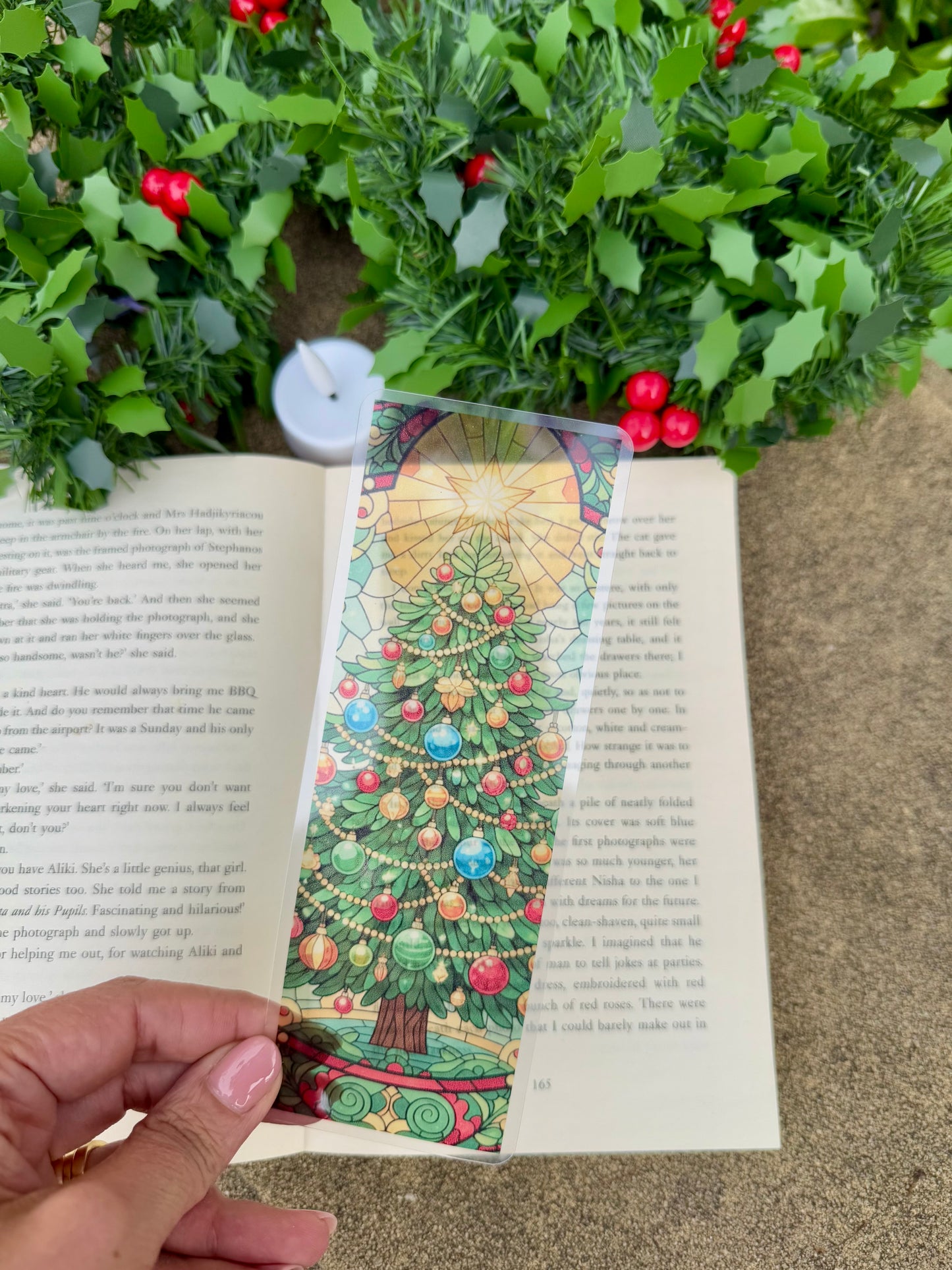 Stained Glass Style Christmas Tree Bookmark
