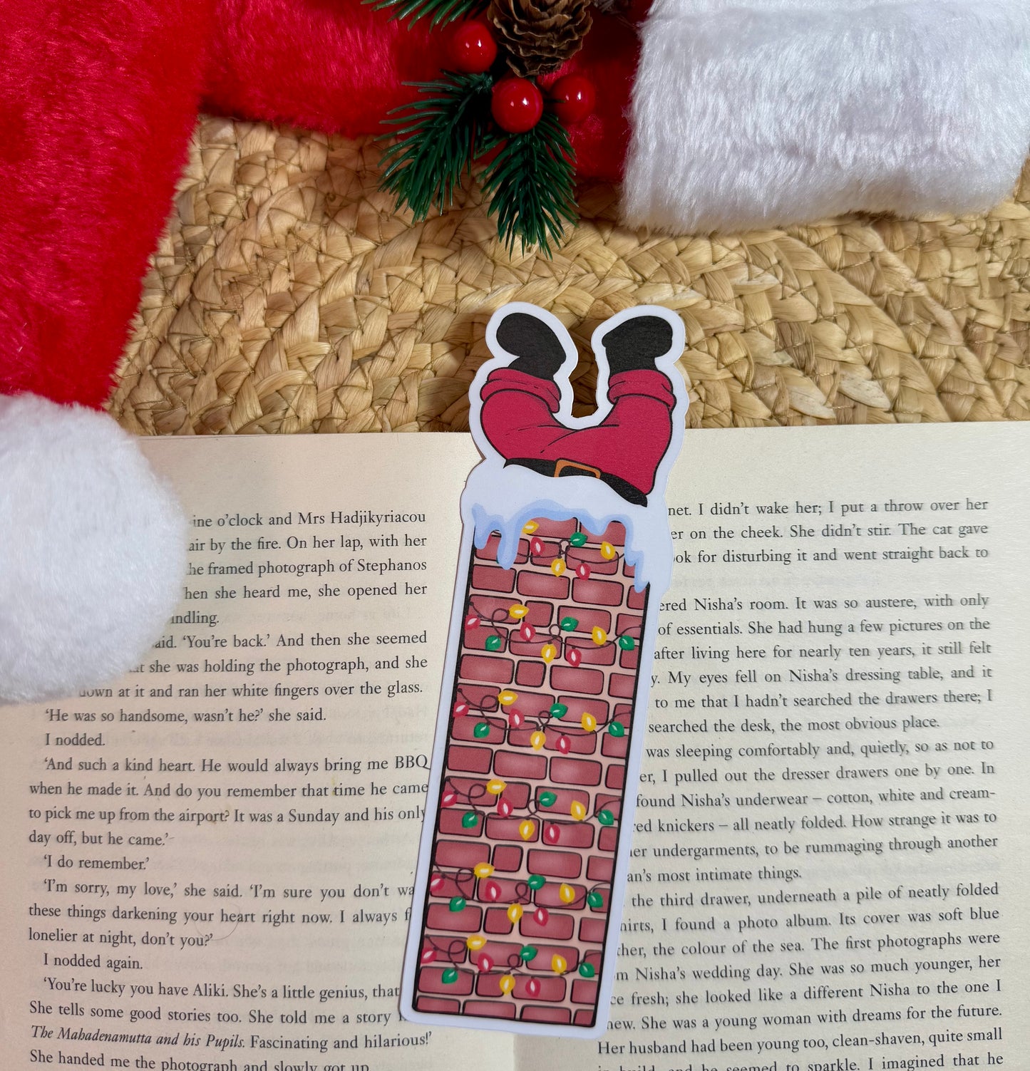 Santa stuck in the chimney Die-Cut Bookmark