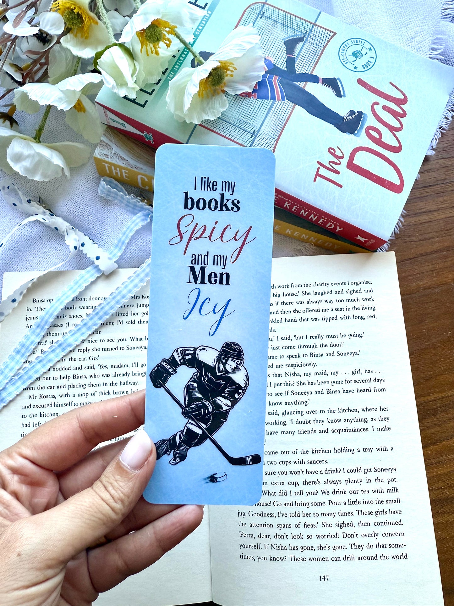 I like my books spicy and my men icy Hockey Bookmark