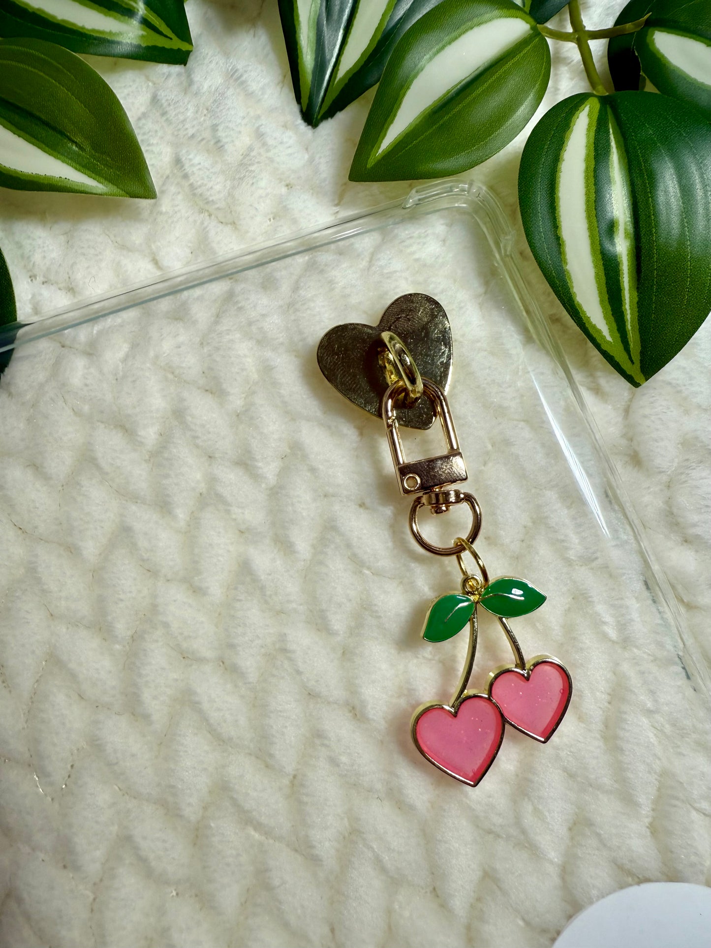 Kindle / E-Reader Charm Clip On - Heart Cherries