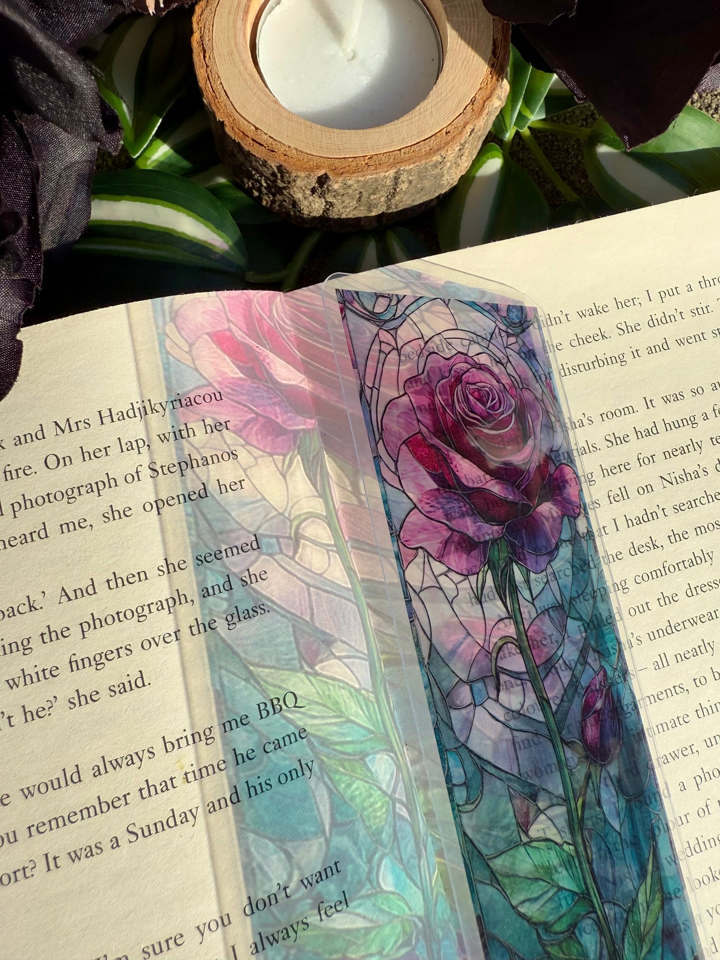 Stained Glass Style Gothic Rose Bookmark