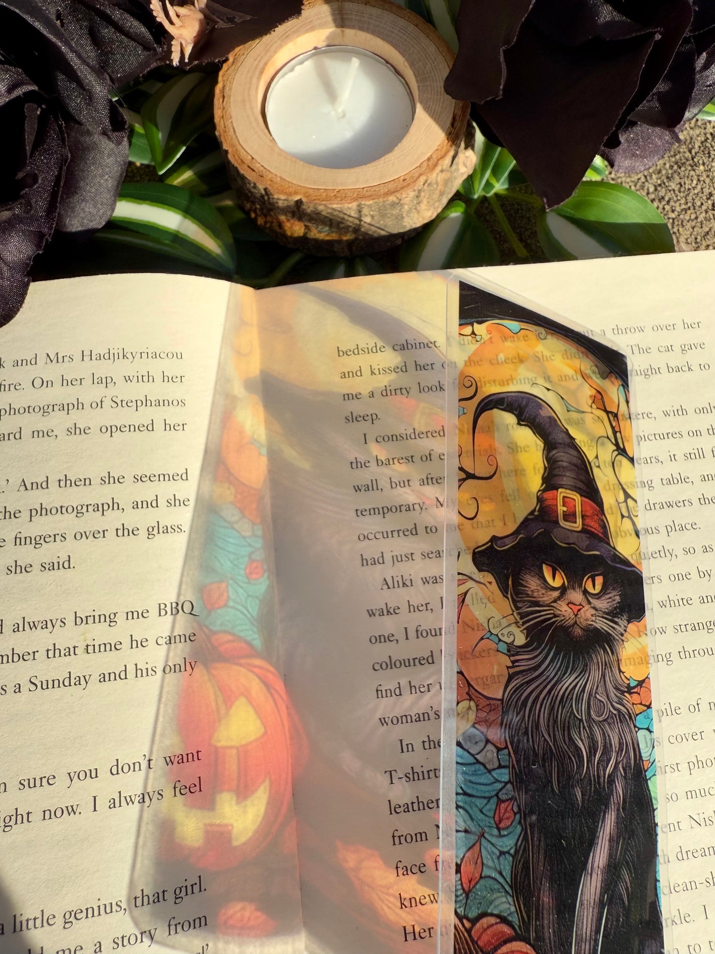 Stained Glass Style Witchy Cat Bookmark