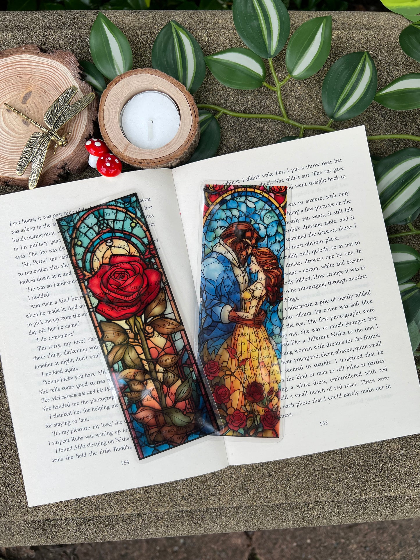 Stained Glass Style Beauty and the Beast Bookmarks