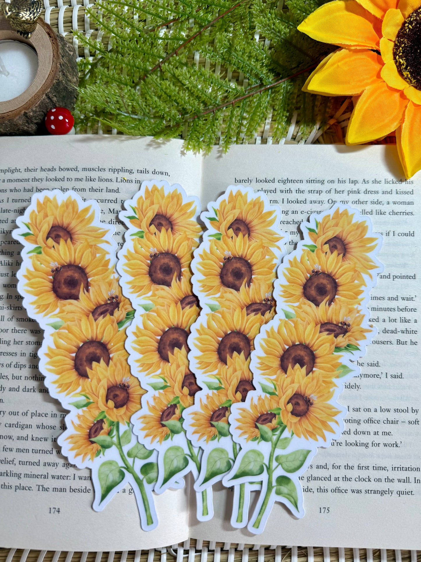Sunflower and Bees Die Cut Bookmark