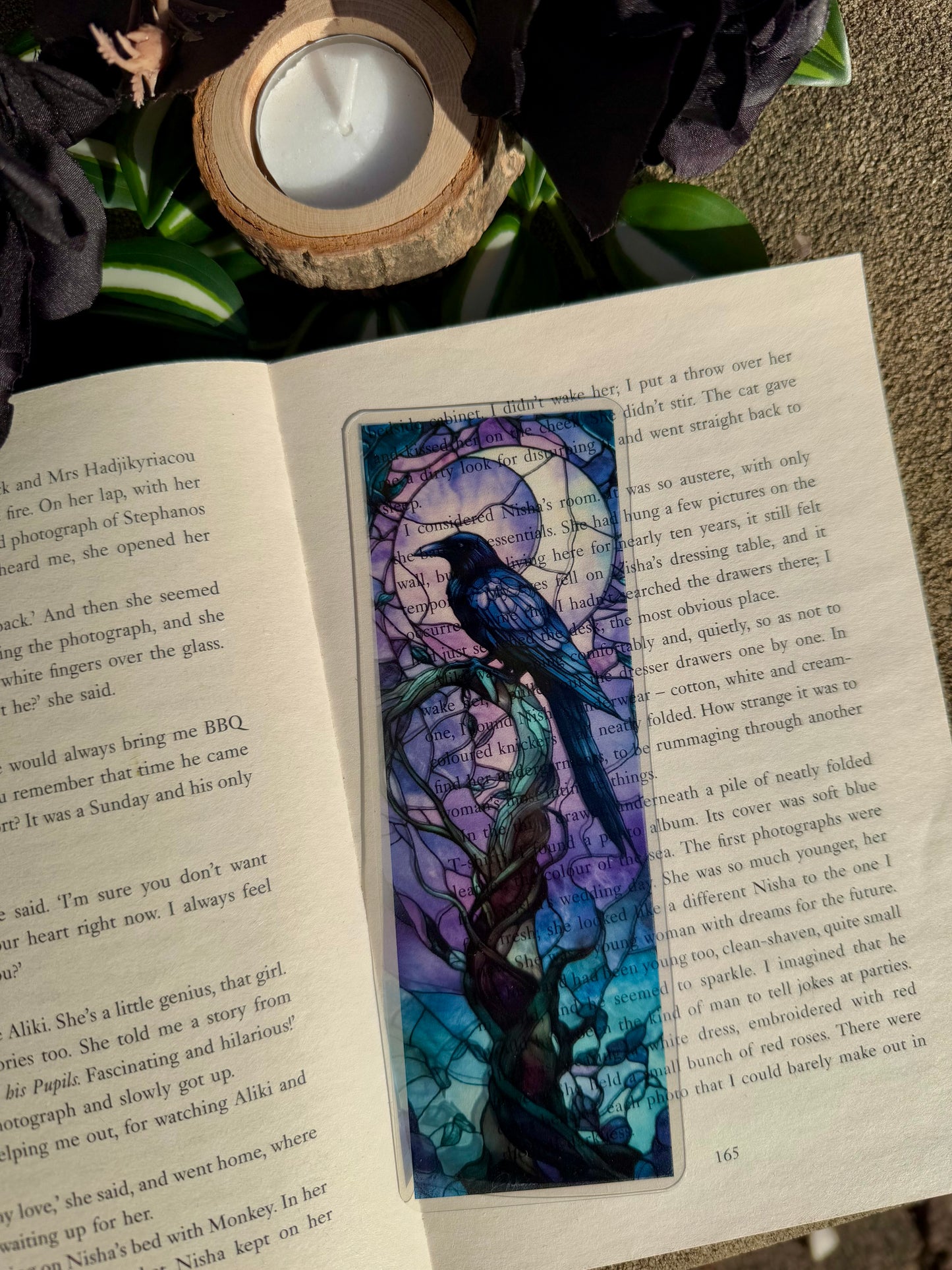 Stained Glass Style Raven Bookmark