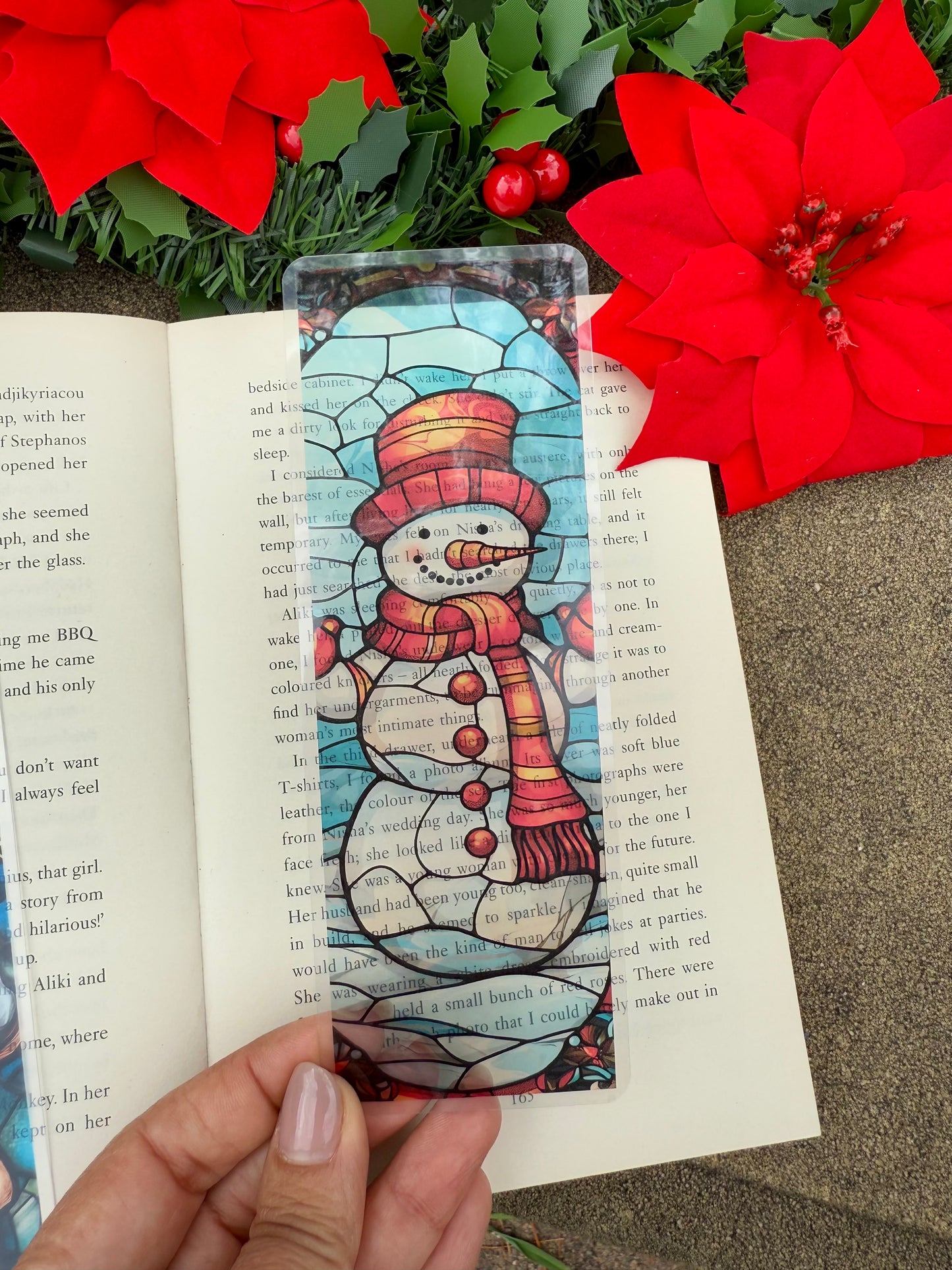 Stained Glass Style Snowman Bookmark