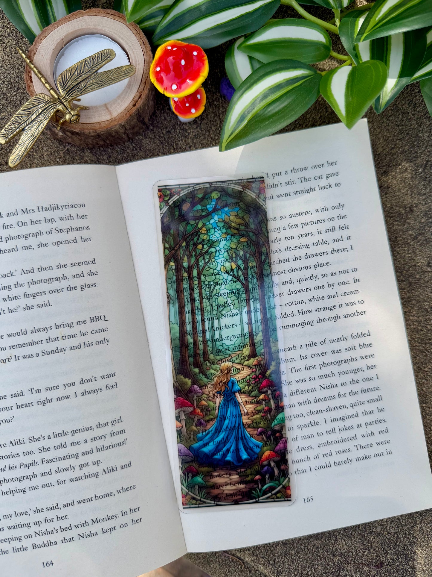 Stained Glass Style Girl in Forest Bookmark