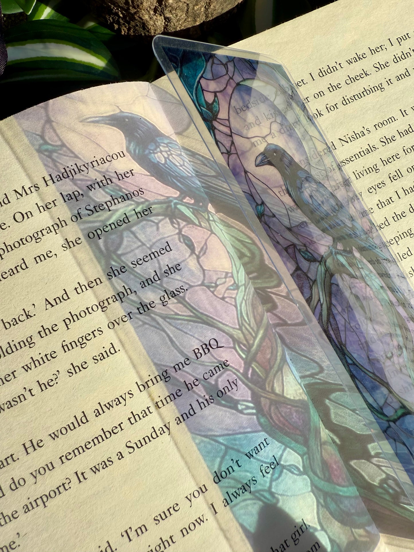 Stained Glass Style Raven Bookmark