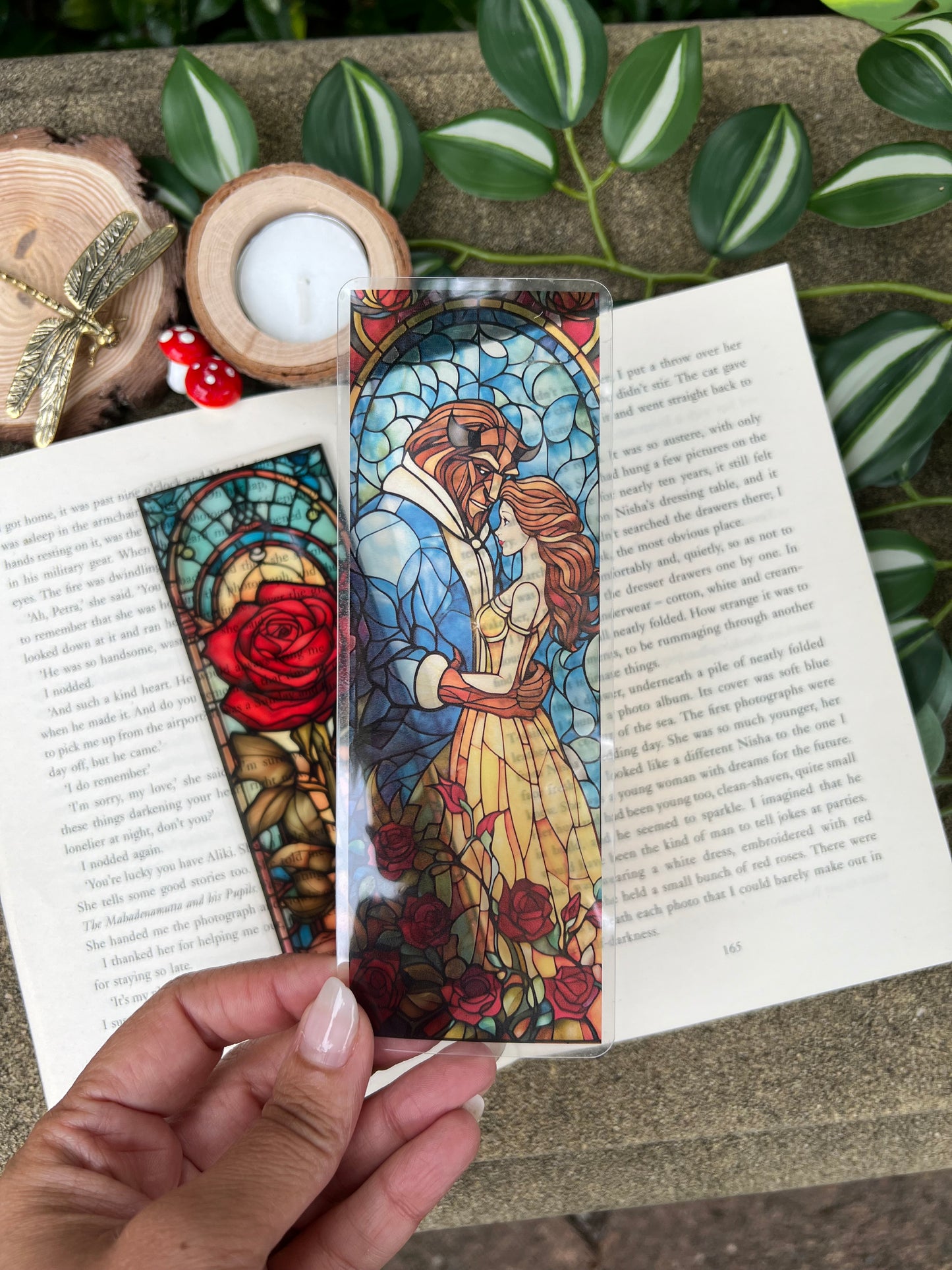 Stained Glass Style Beauty and the Beast Bookmarks