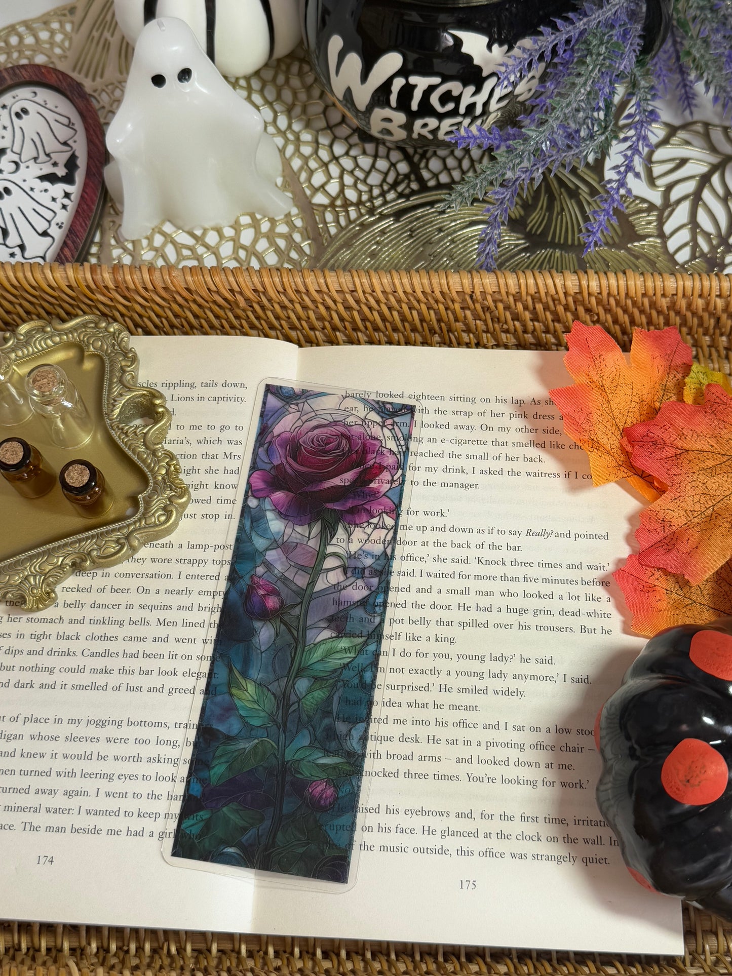 Stained Glass Style Gothic Rose Bookmark