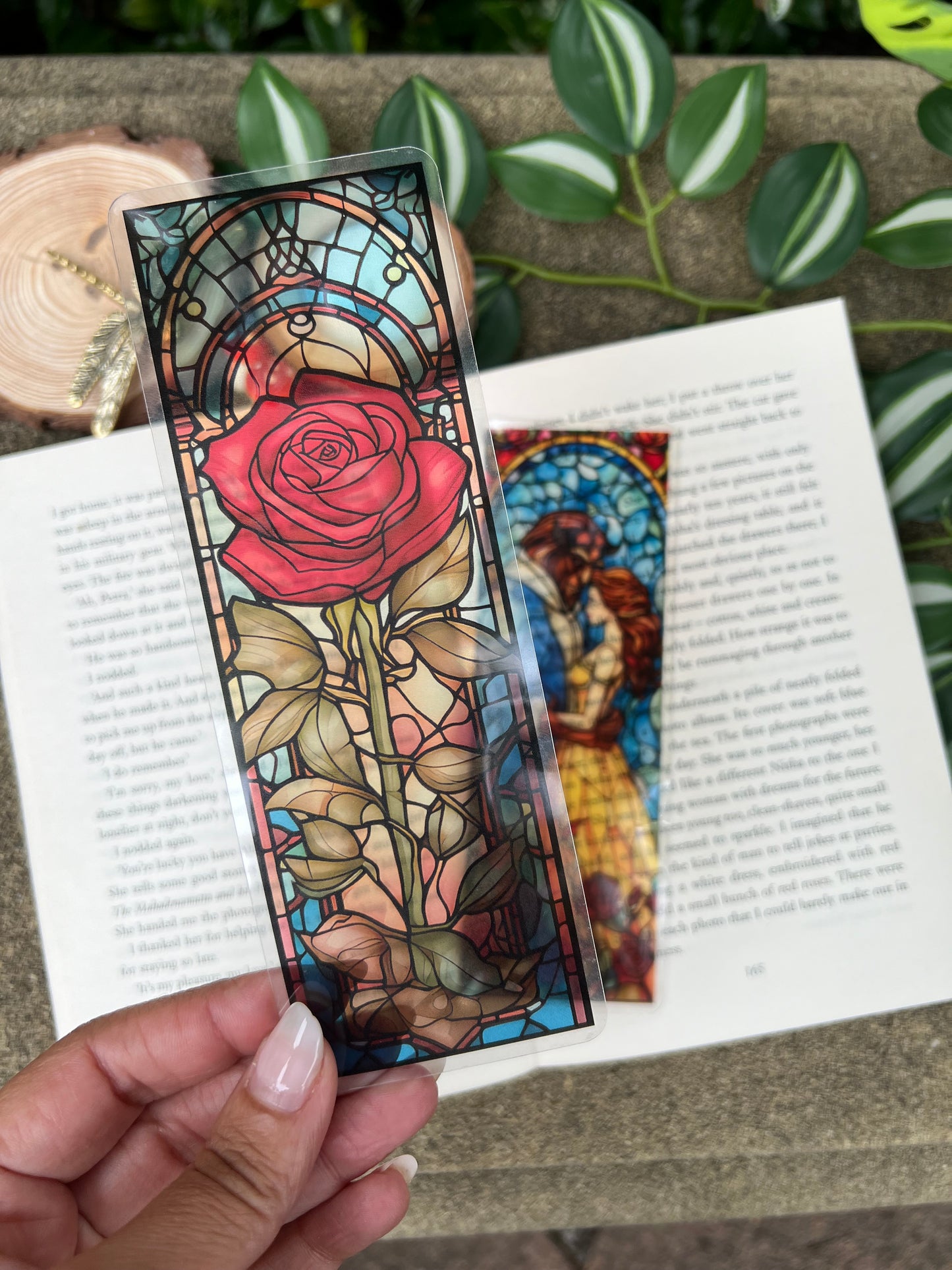 Stained Glass Style Beauty and the Beast Bookmarks