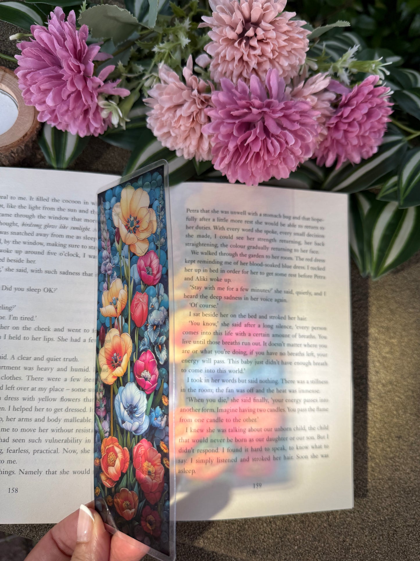 Stained Glass Style Flower Garden Bookmark