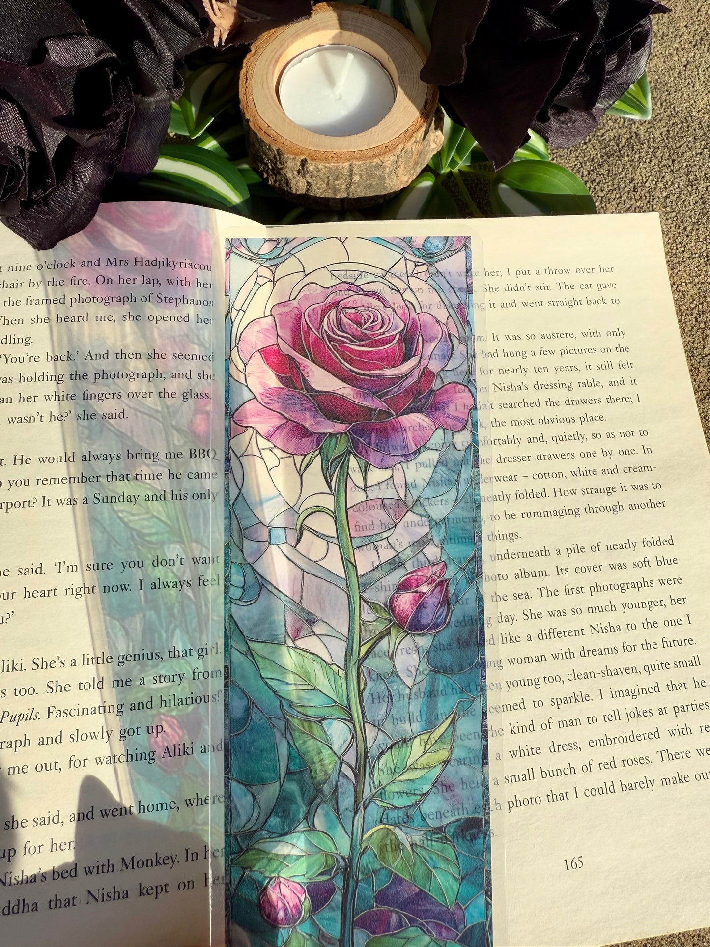 Stained Glass Style Gothic Rose Bookmark