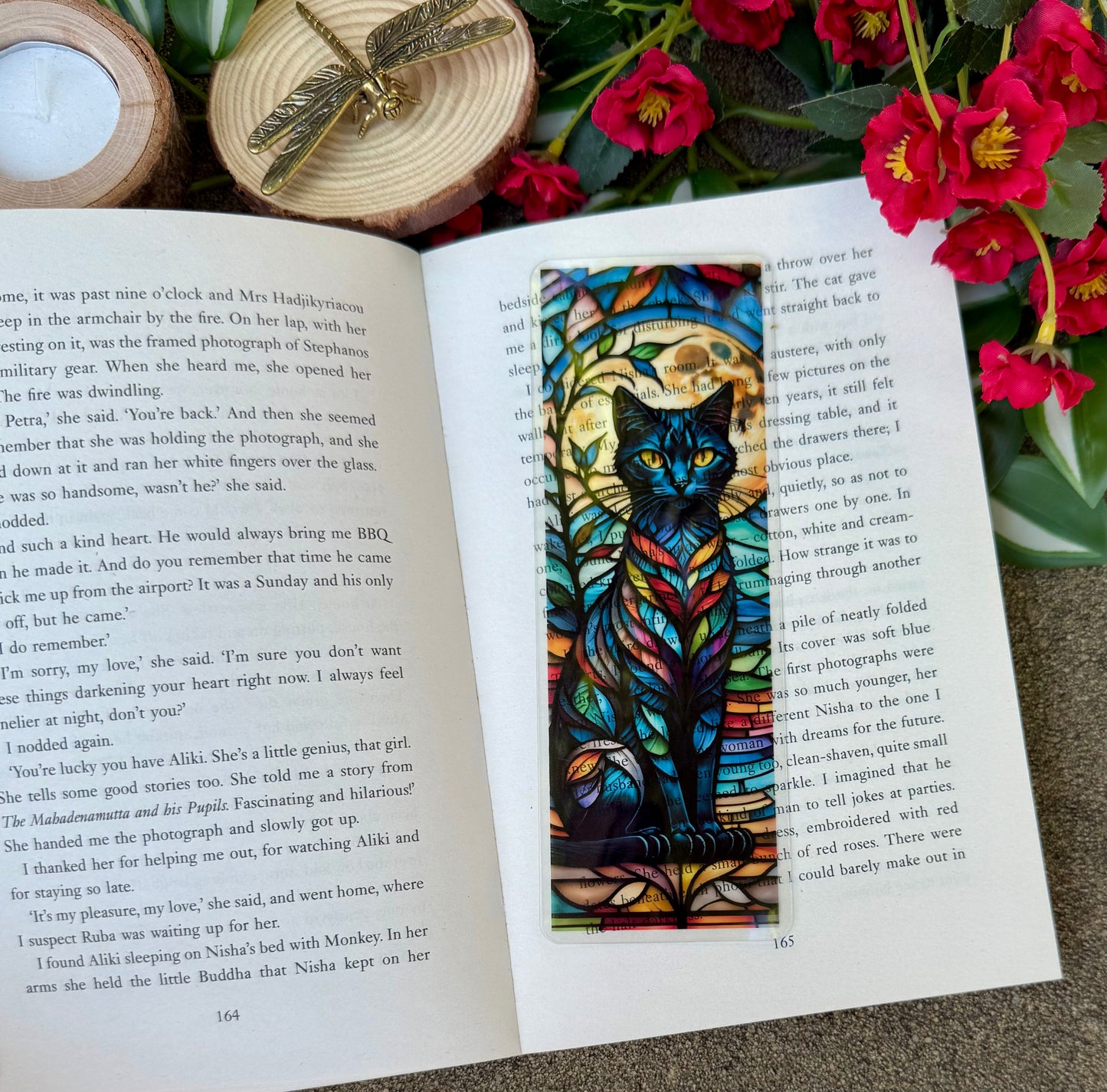 Stained Glass Style Magical Cat Bookmark