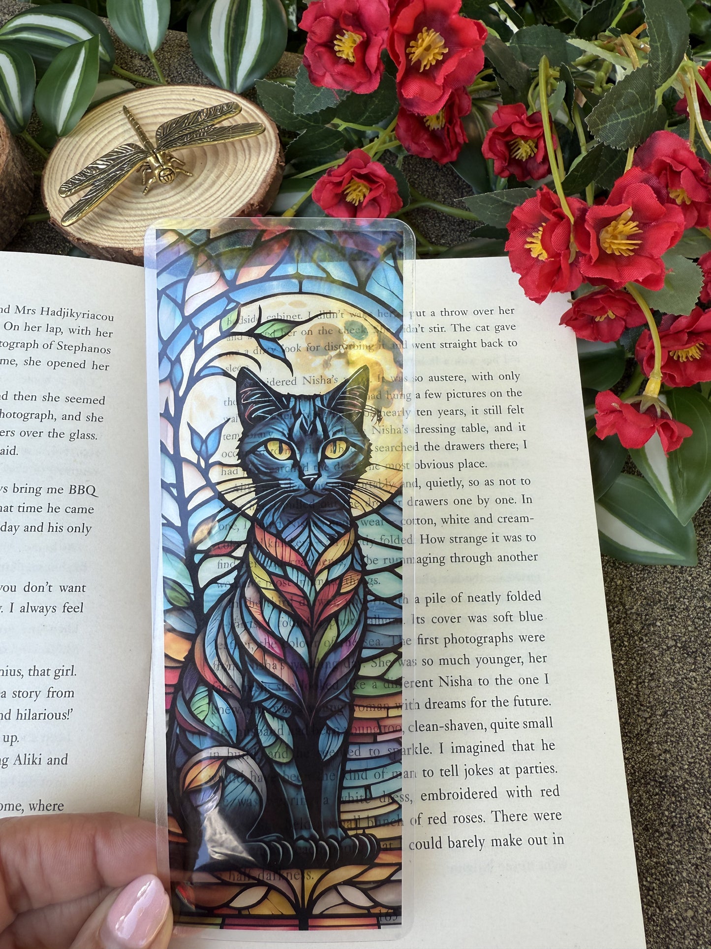 Stained Glass Style Magical Cat Bookmark