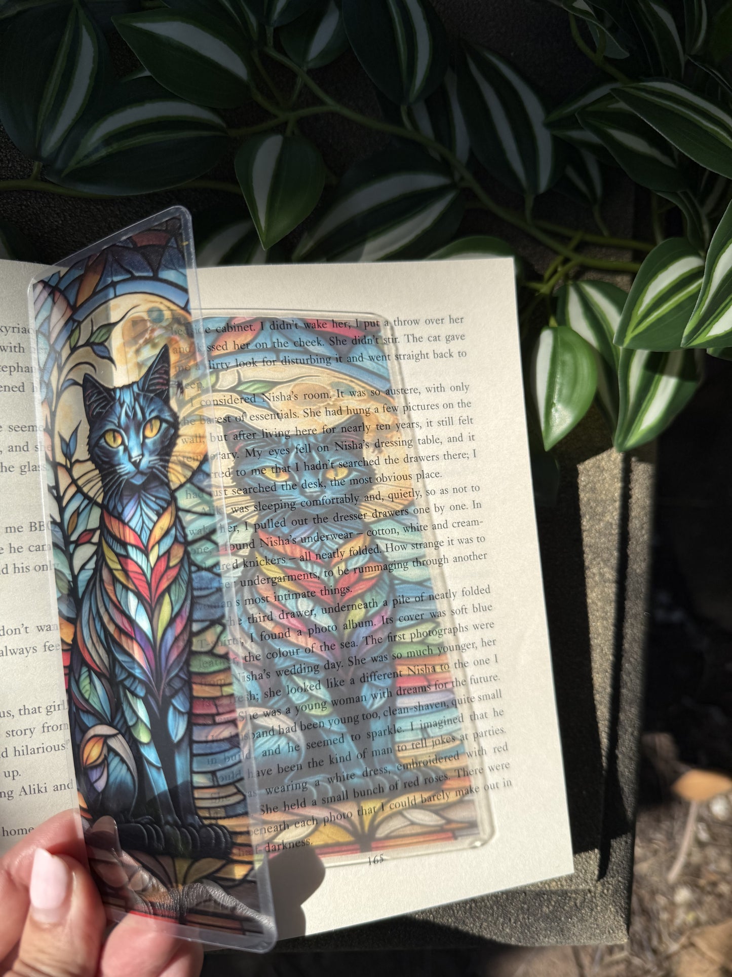 Stained Glass Style Magical Cat Bookmark