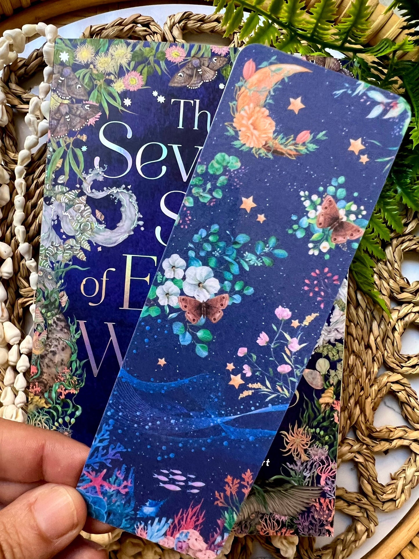 Floral moon and Sea Bookmark