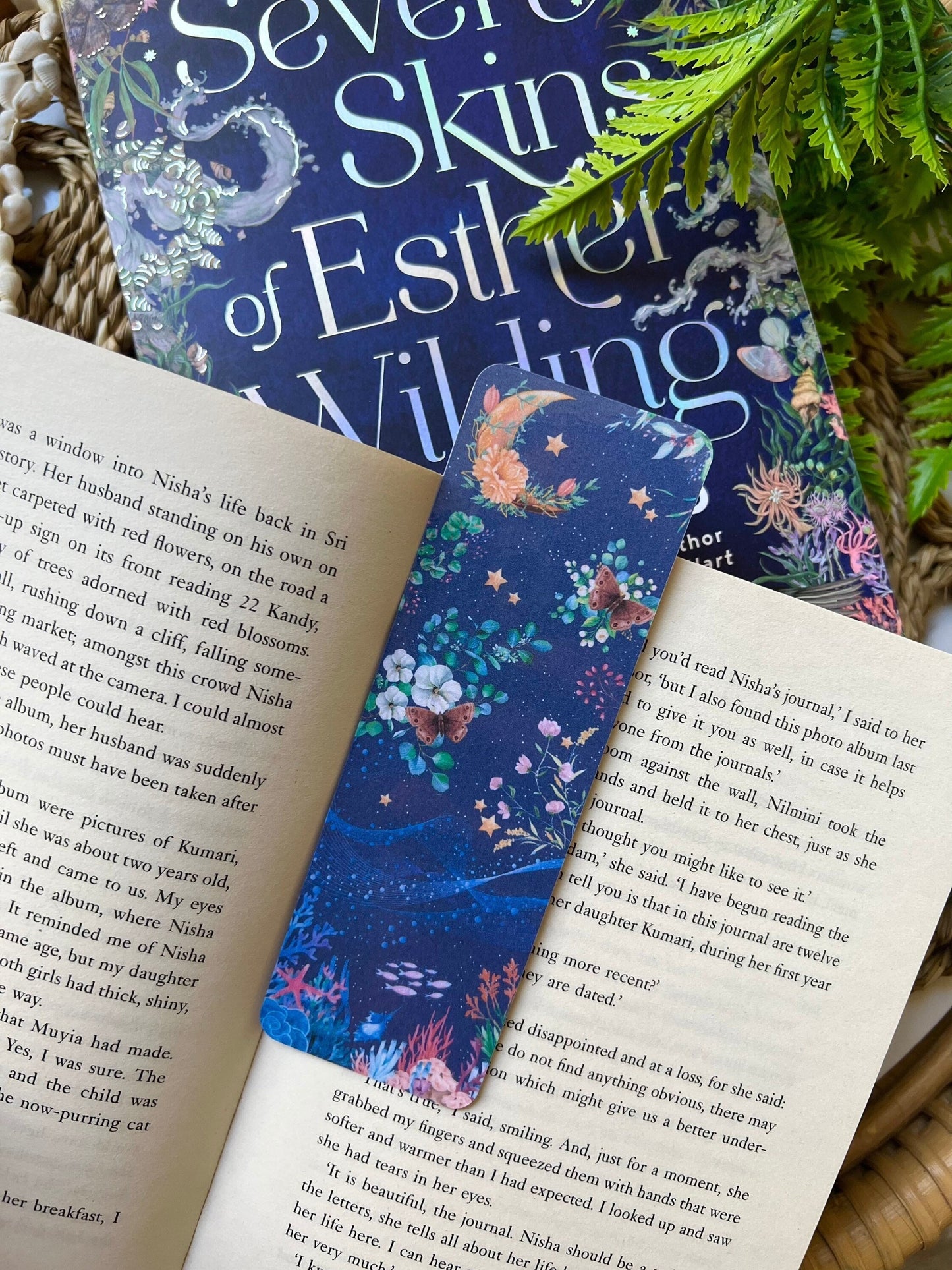 Floral moon and Sea Bookmark