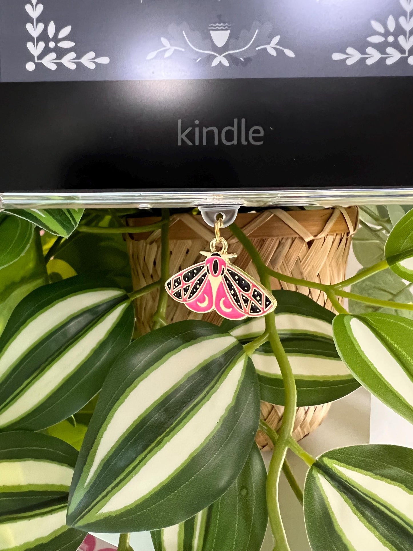 Kindle / E-Reader Charm Hot Pink Luna Moth