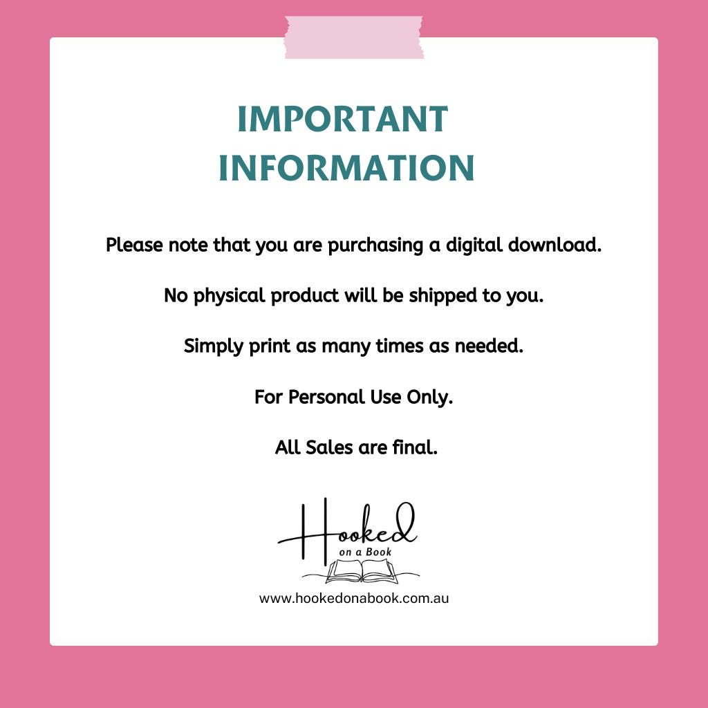 Printable Reading Journal: Book Tracker, Review, and Challenge (PDF Download)