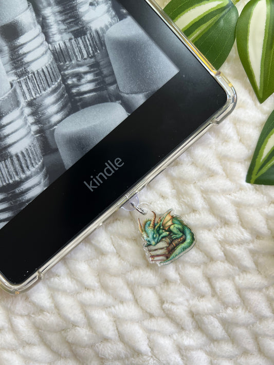 Kindle / E-Reader Charm Book Dragon