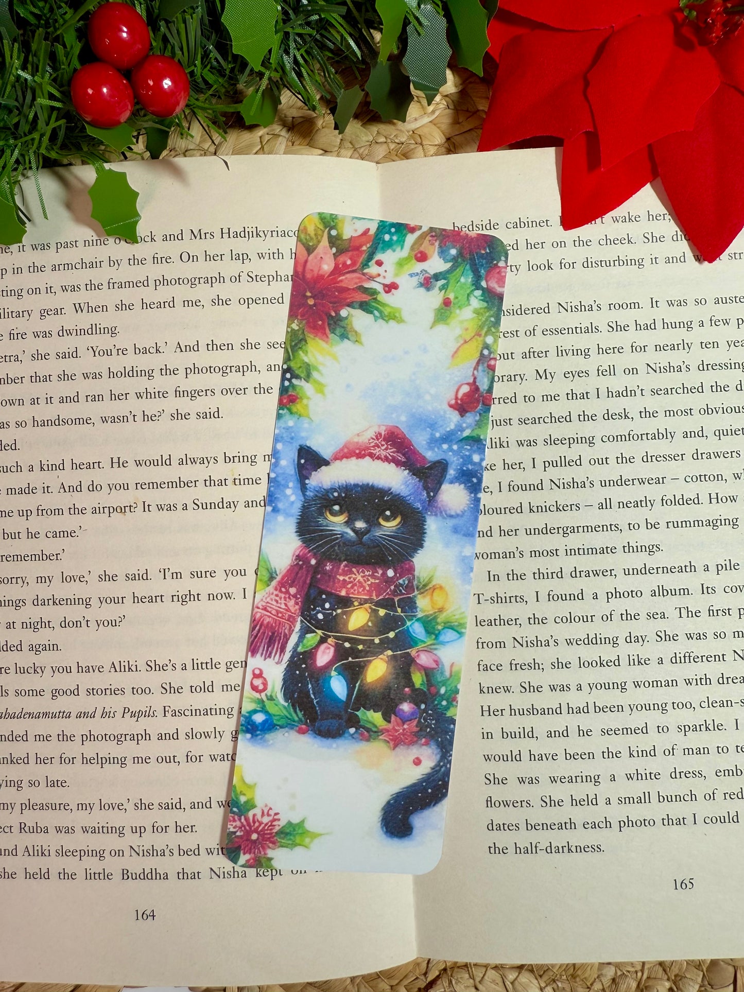 Christmas Cat in Lights Bookmark