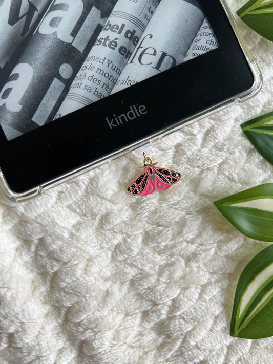 Kindle / E-Reader Charm Hot Pink Luna Moth