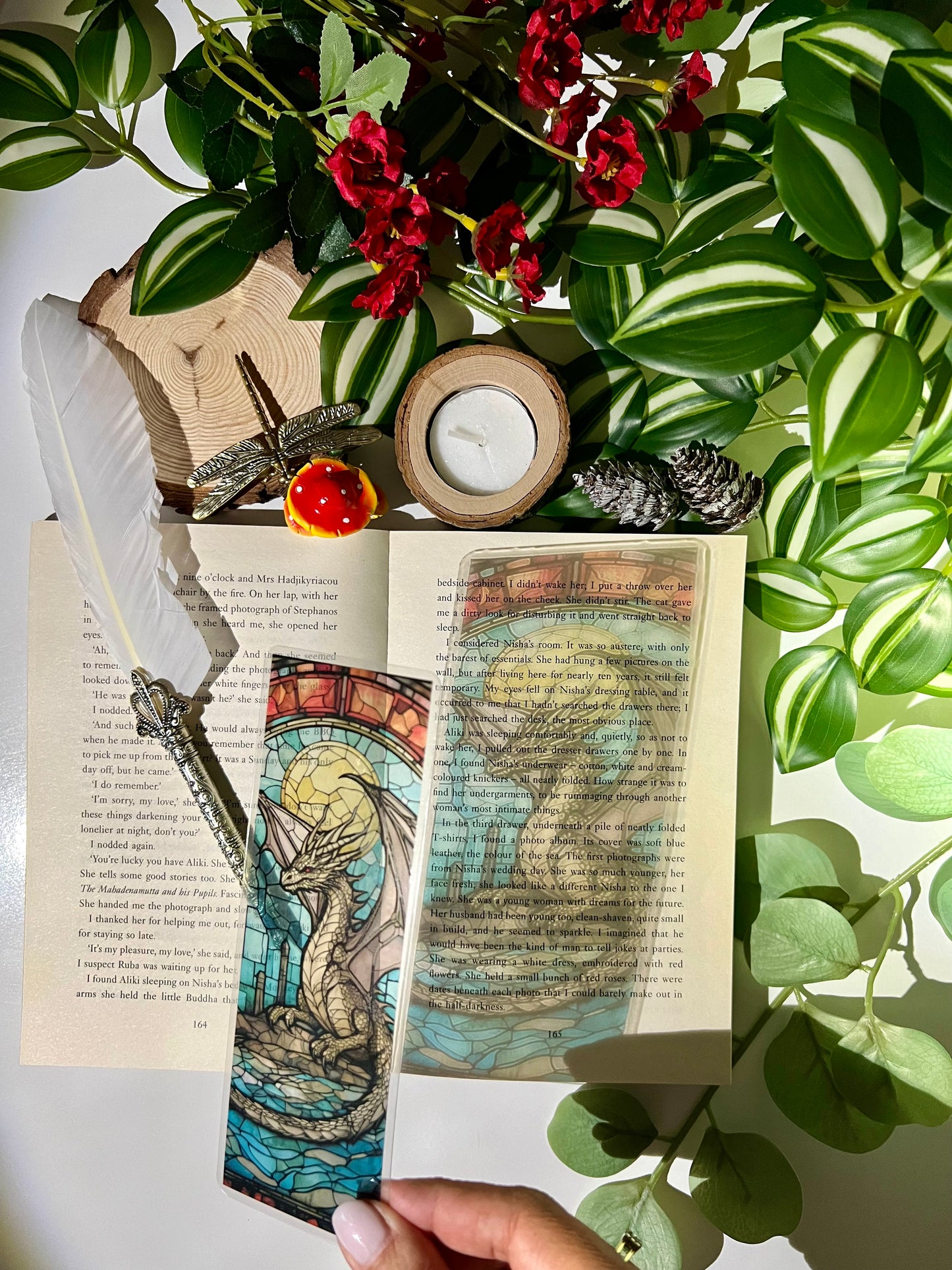 Stained Glass Style Black Dragon Bookmark