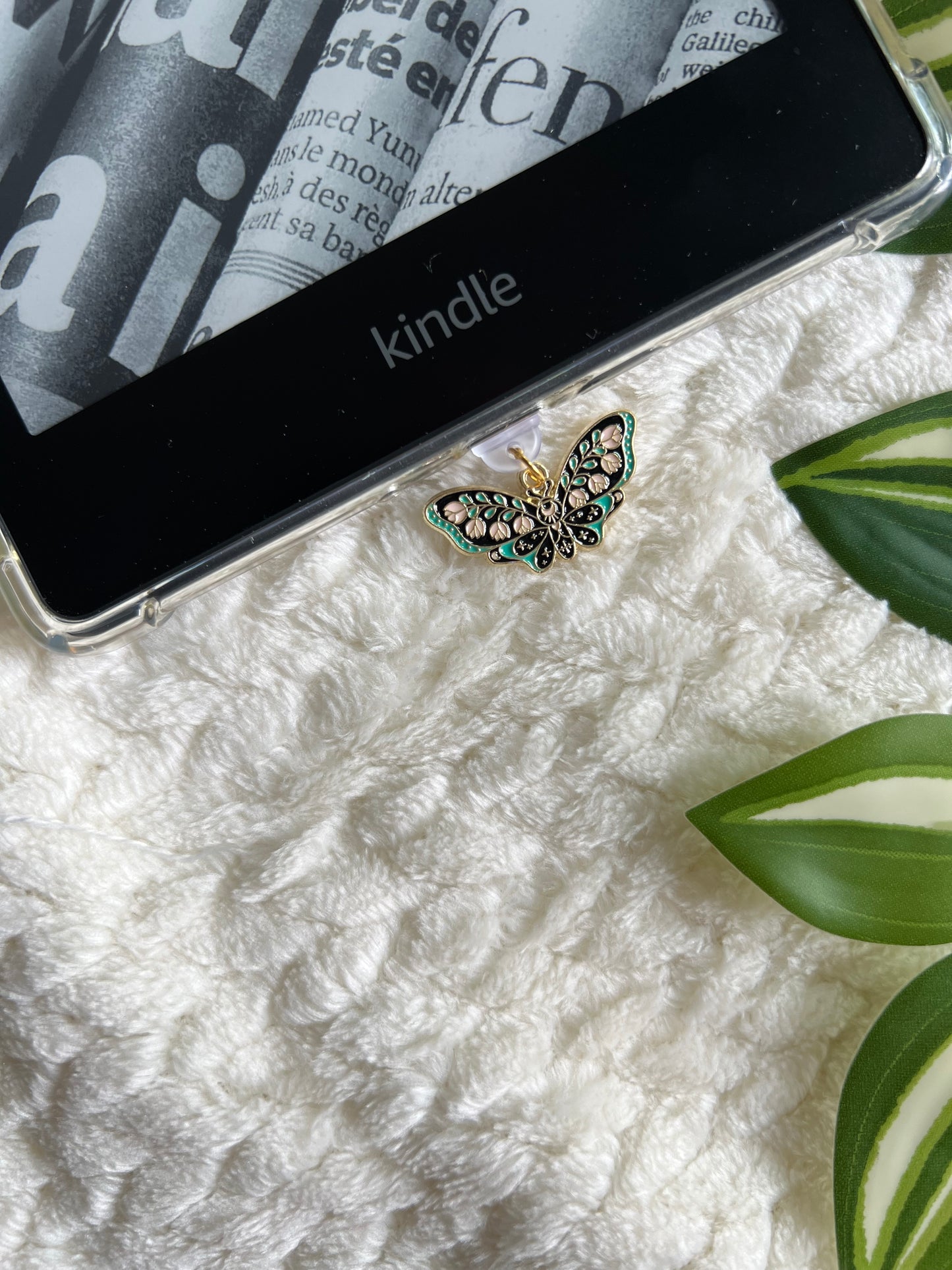 Kindle / E-Reader Charm Floral Luna Moth