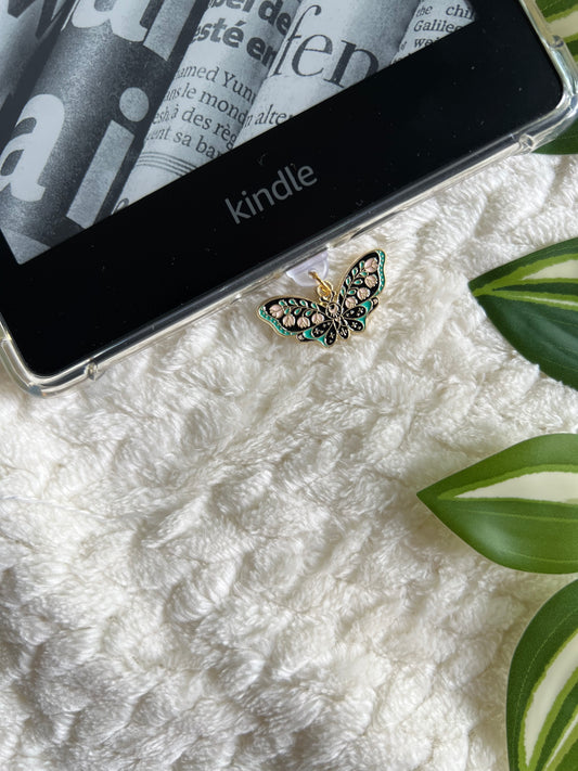 Kindle / E-Reader Charm Floral Luna Moth