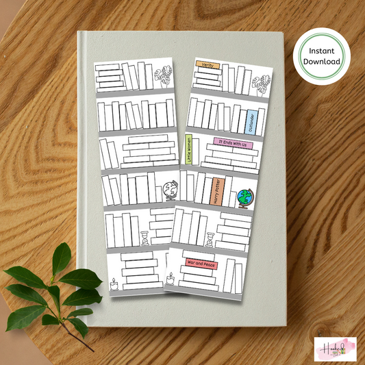 Printable bookshelf bookmark/Book Tracker