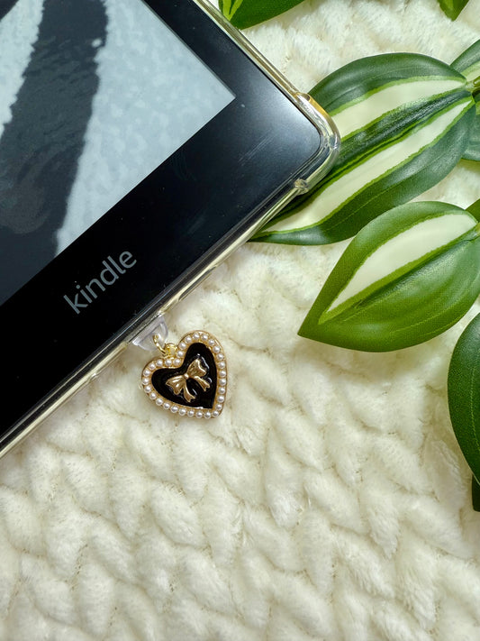 Kindle/ E-Reader Charm Coquette Black Heart