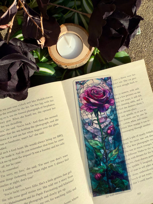 Stained Glass Style Gothic Rose Bookmark
