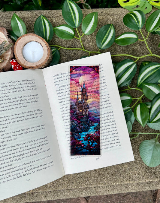 Stained Glass Style Pink Castle Bookmark