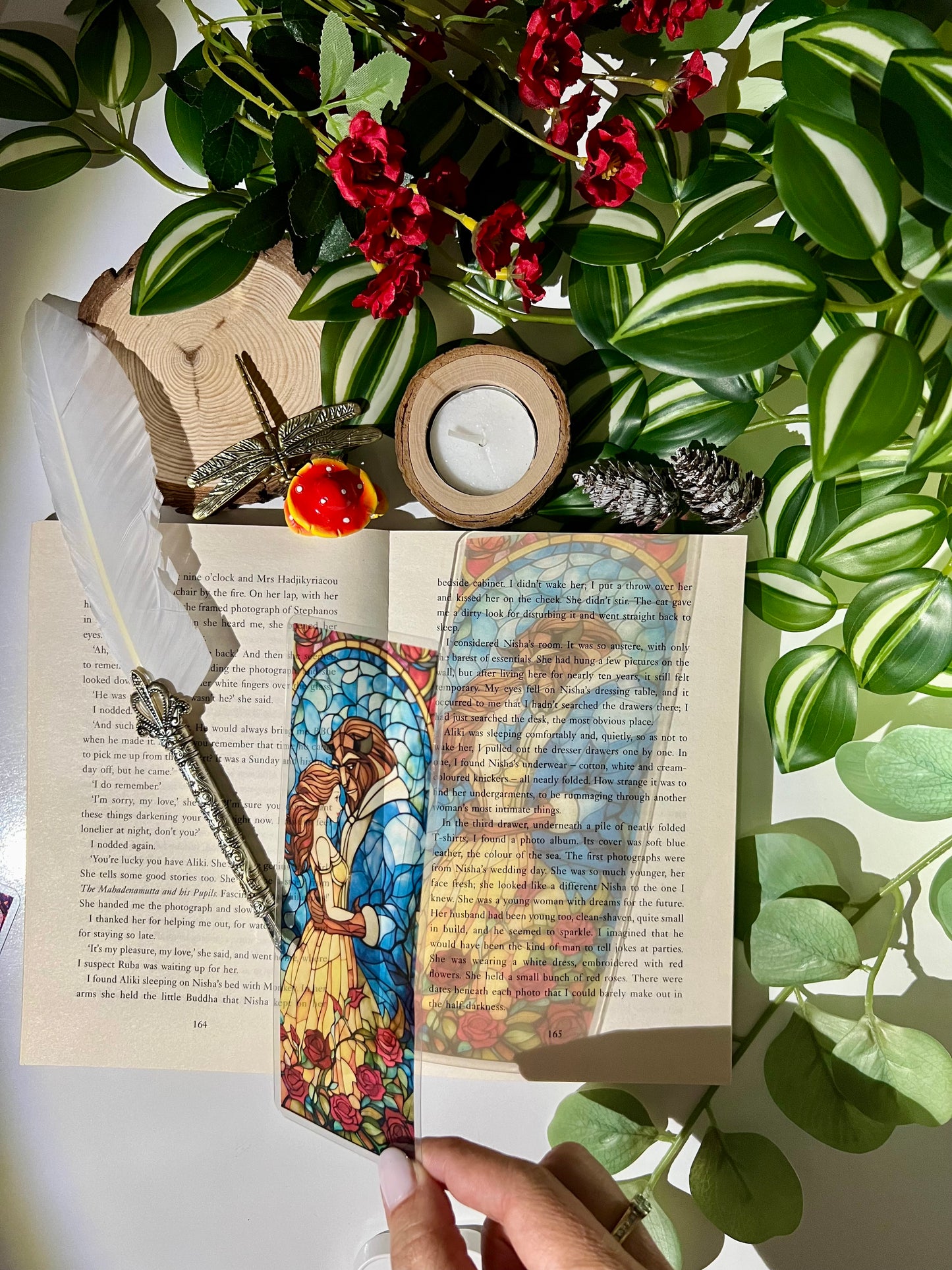 Stained Glass Style Beauty and the Beast Bookmarks