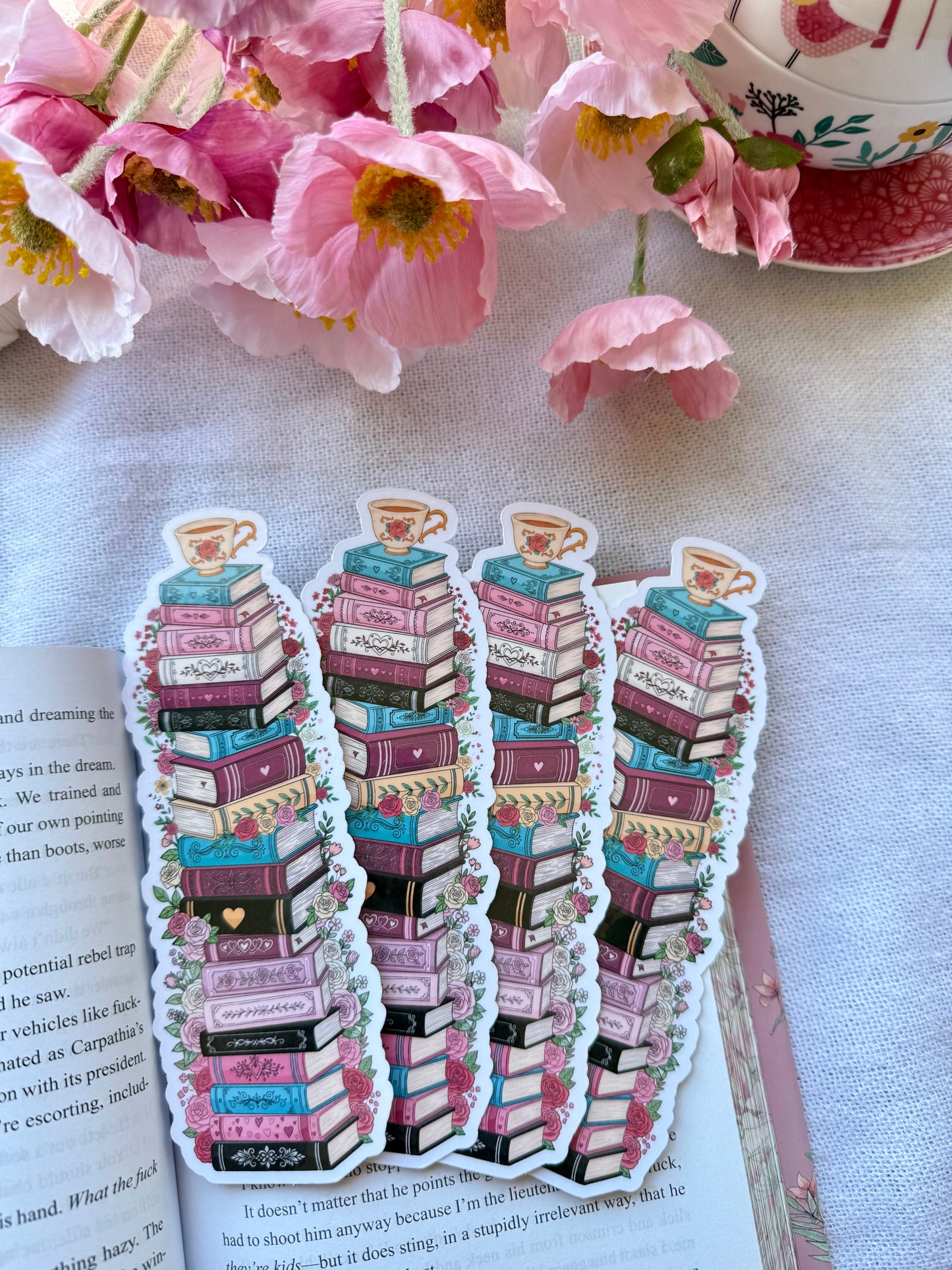 Tea and Books Die Cut Bookmark