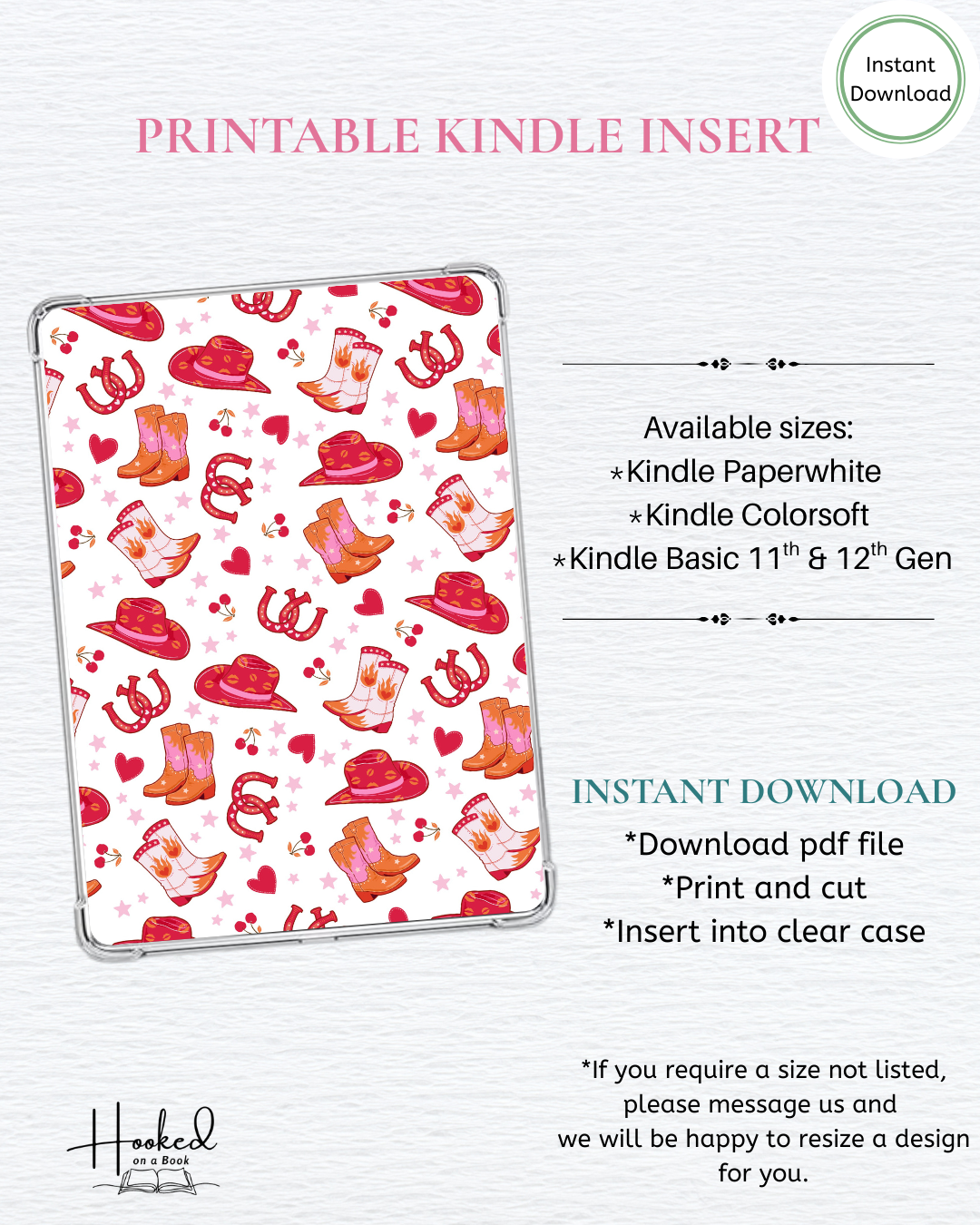 Printable Kindle Insert - Cowboy Romance