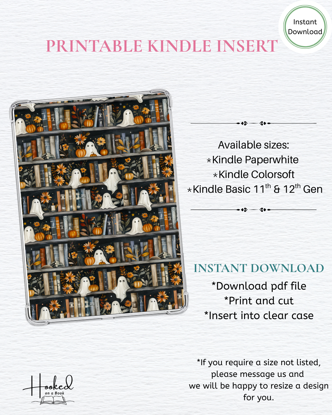 Printable Kindle Insert - Ghost Bookshelf