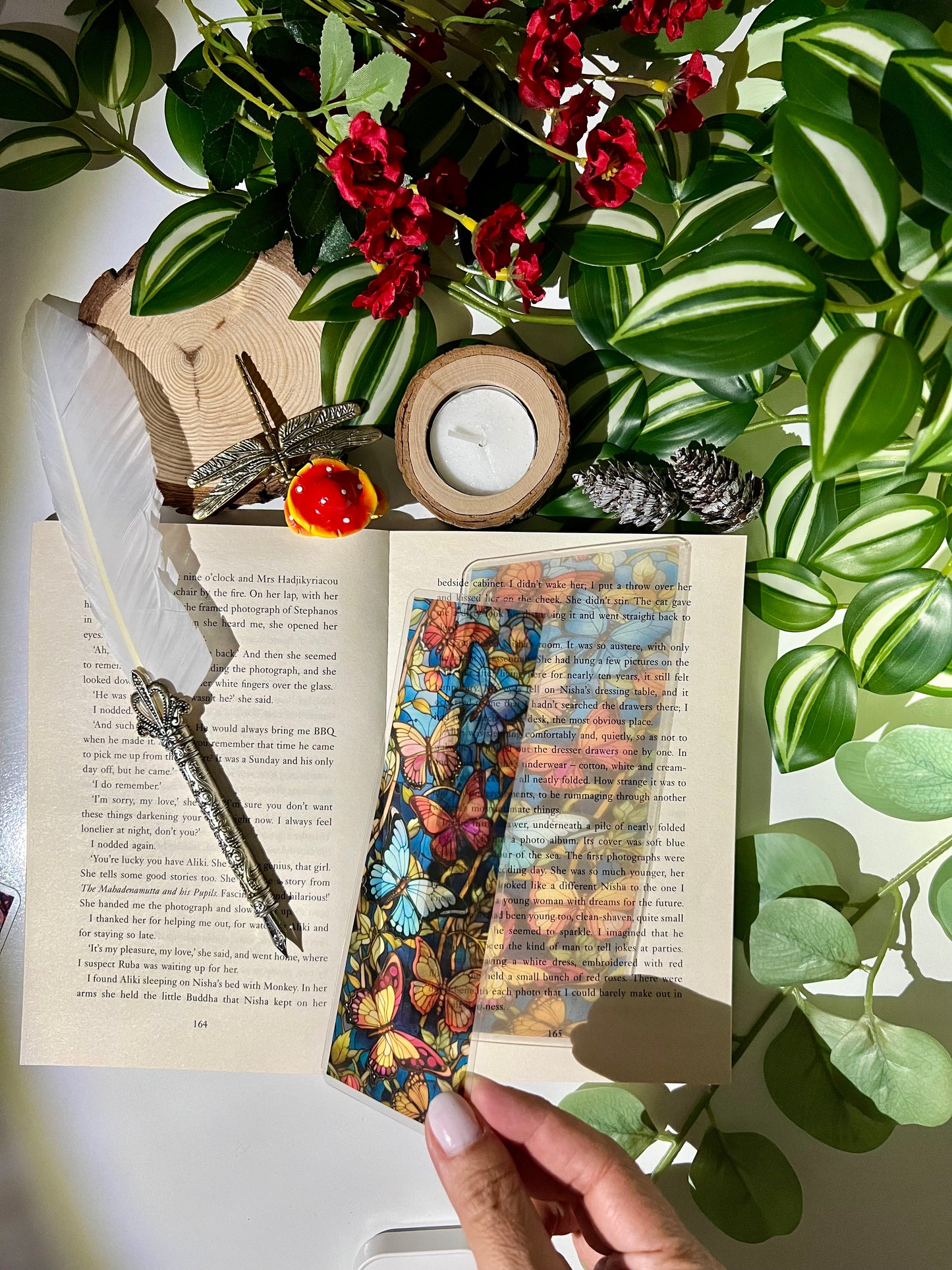 Stained Glass Style Butterflies Bookmark