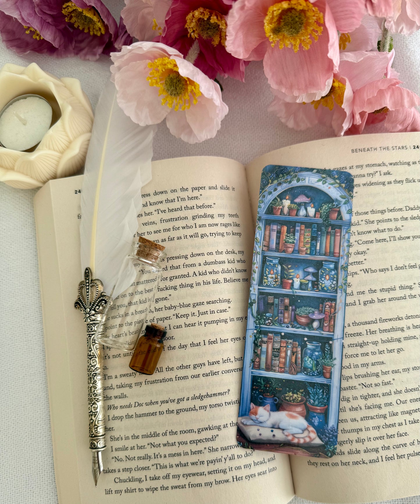 Moonlit Library Bookmark