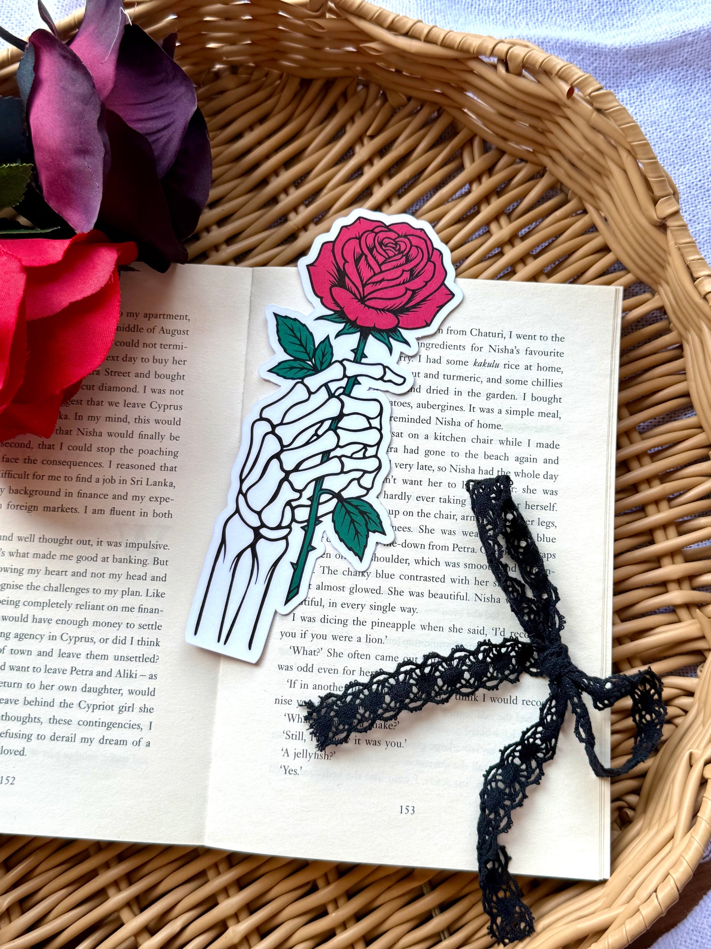 Skeleton Rose Die Cut Bookmark